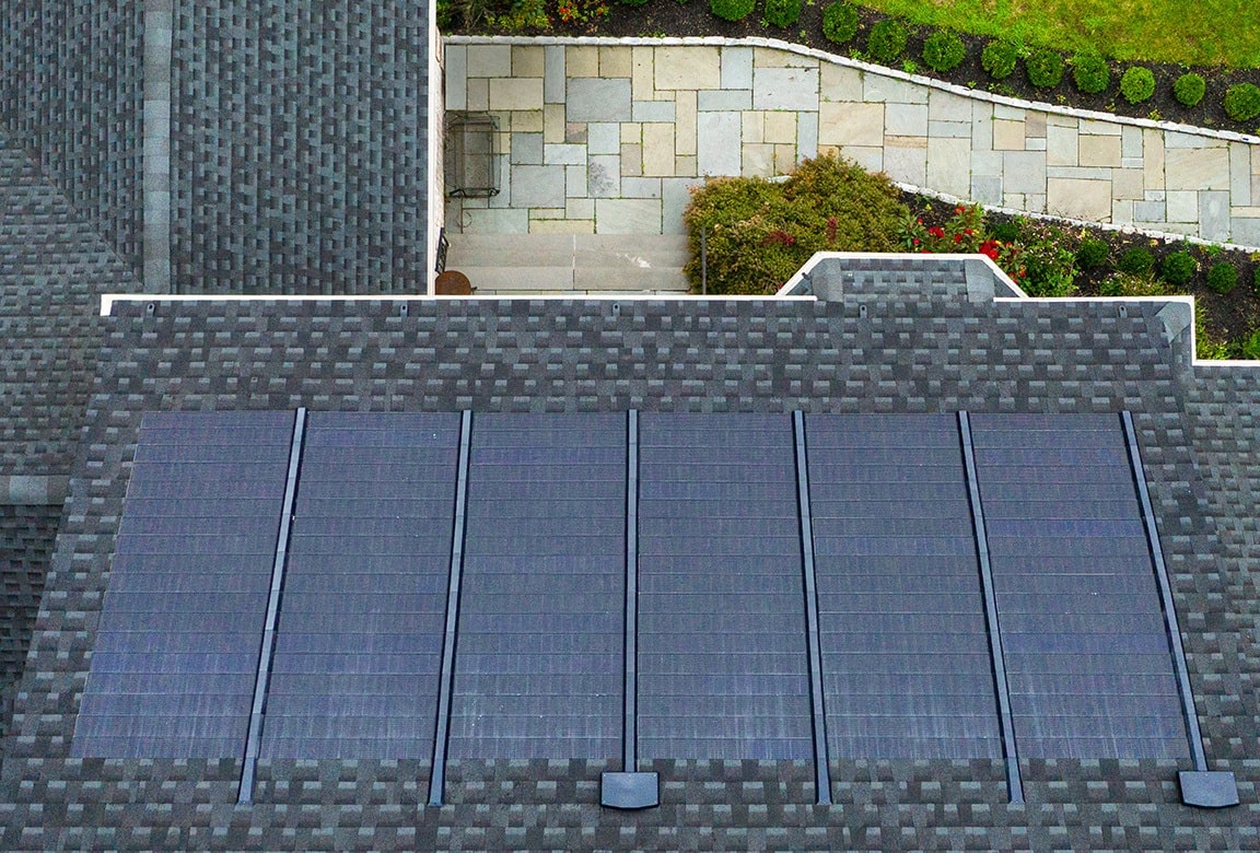 Overhead image of solar panels